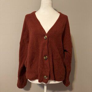 Madewell Rust Red/Brown Ribbed Button-Up Cardigan – Gently Used